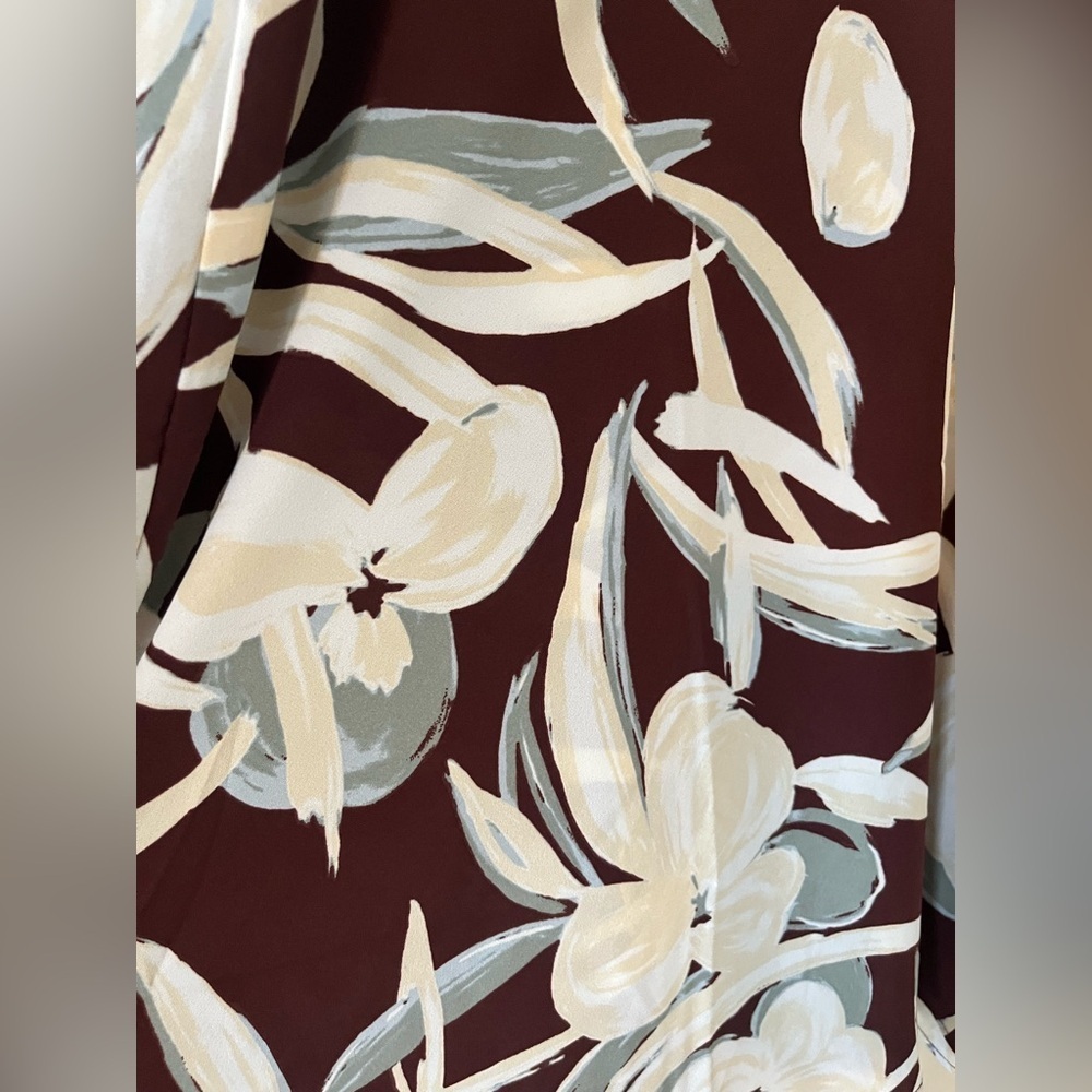 Nordstrom Rack Floral Midi Wrap Skirt in Burgundy & Cream Women’s Size XL - Picture 6 of 16